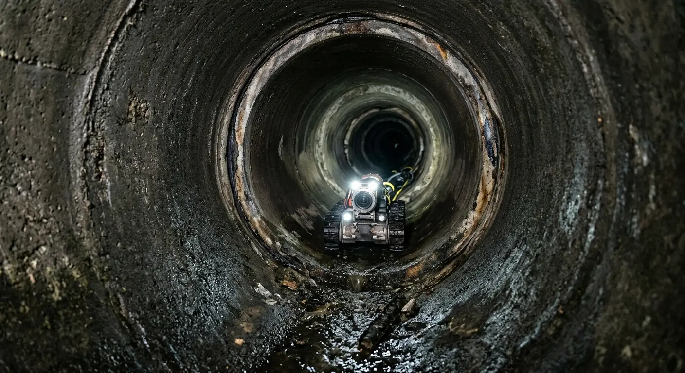 Robotic sewer camera inspecting pipe interior for Drain Snake Service in Bend